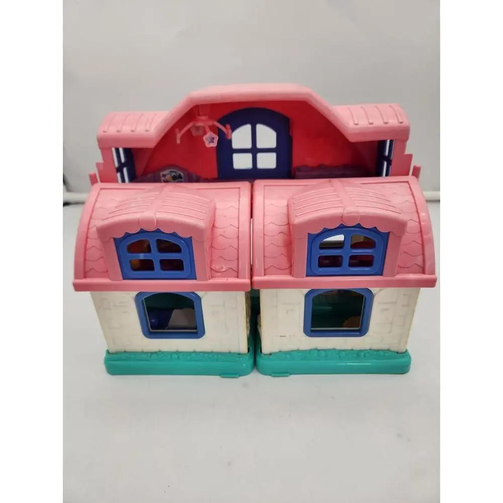 Vintage Fisher-Price Little People Dollhouse Pink Blue Playhouse Toy House